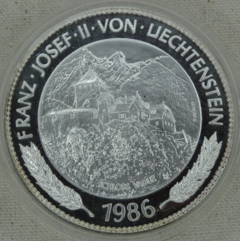 Read more about the article 1986 Liechtenstein 10 Taler Silver Proof Commemorative 5 Oz .999 Franz Josef II