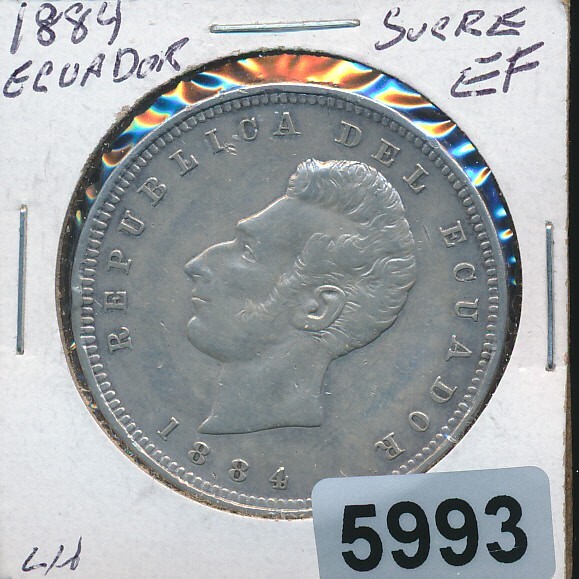 Read more about the article ECUADOR – 1884 SILVER SUCRE – BOLD STRIKE #5993