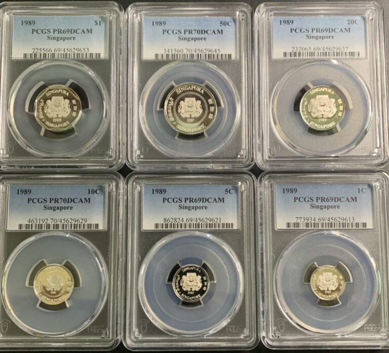 Read more about the article Singapore 1989 Proof Set / PCGS PR70 and 69DCAM / KmPS24 / Top Pop Silver Gems!