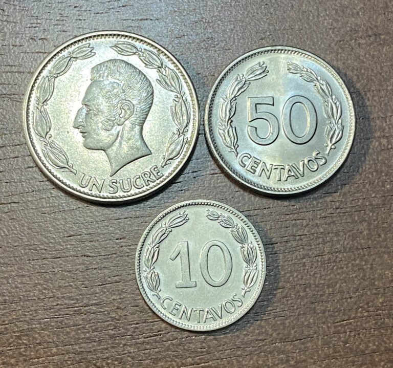 Read more about the article Set of 3 Coins from Ecuador  Circulated World / Foreign Coins — FREE Shipping!