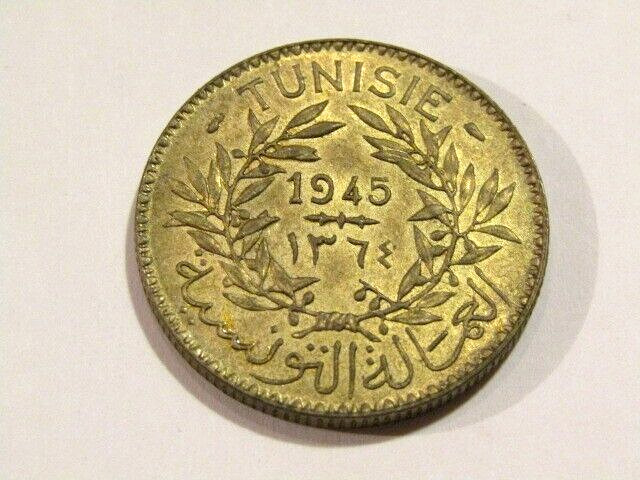 Read more about the article Tunisia 1945/1364 2 Francs unc Coin