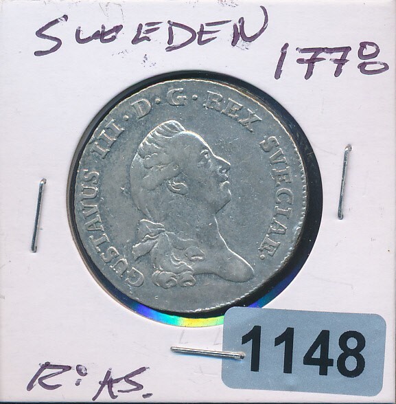Read more about the article SWEDEN – 1778 RIKSDALER – SILVER BOLD STRIKE – #1148