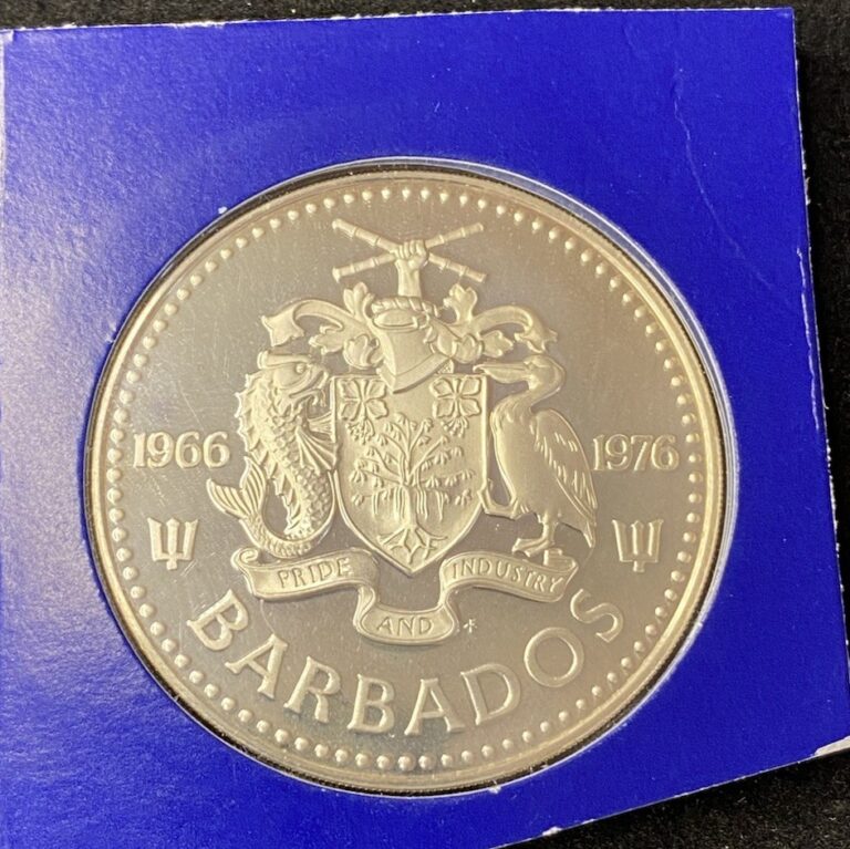 Read more about the article 1976 Barbados $5 Dollars 0.8000 Silver ASW 0.7999 Oz Free Shipping