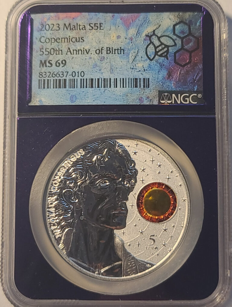 Read more about the article 2023 Malta MS 69 SILVER Copernicus 550th Anni. of Birth 5 Euro NGC 1oz
