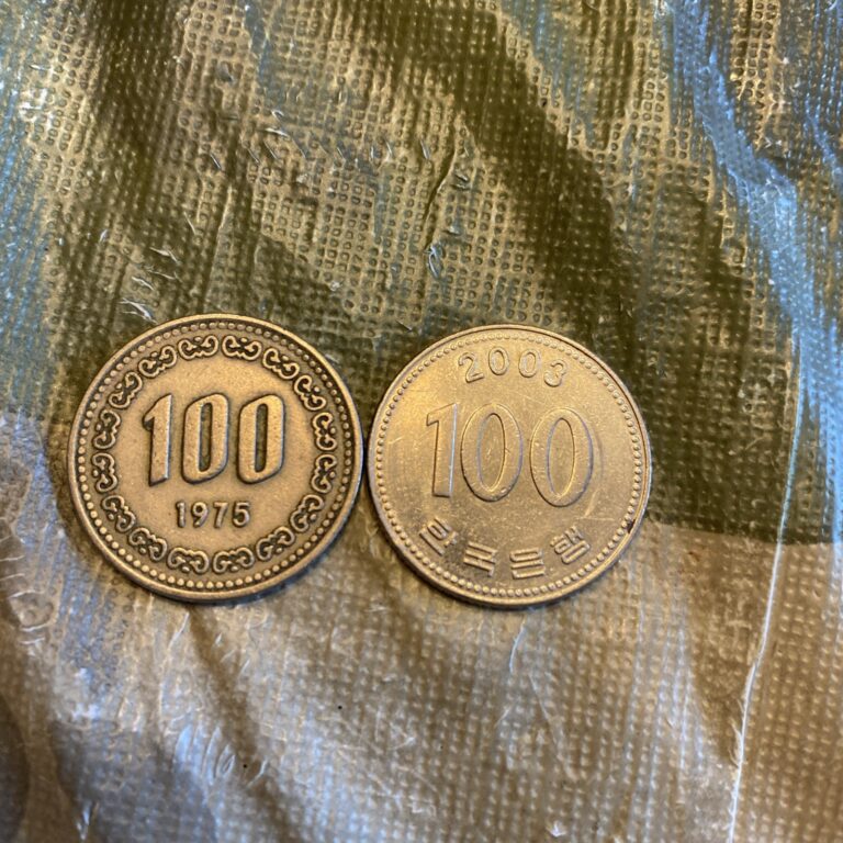 Read more about the article South Korea 1975  2003 100 Won- 2 Coins