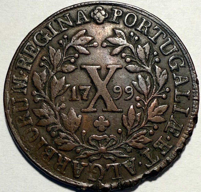 Read more about the article PORTUGAL – Maria I – 10 Reis – 1799 – Km-309 – Great Detail!