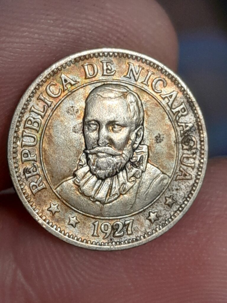 Read more about the article 1927 Nicaragua 10 Centavos Silver Coin Nice Toning
