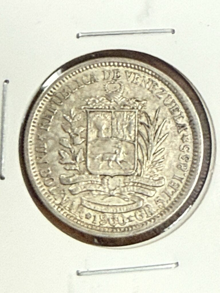 Read more about the article 1960 Venezuela 1 Bolivar 0.835 Silver Nice Detail