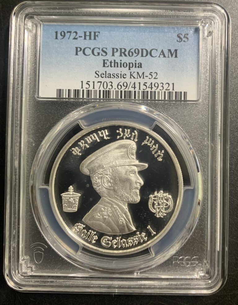 Read more about the article Ethiopia 1972-HF $5 / H. Selassie / Km52 / PCGS PR69DCAM / Awesome Silver Proof!