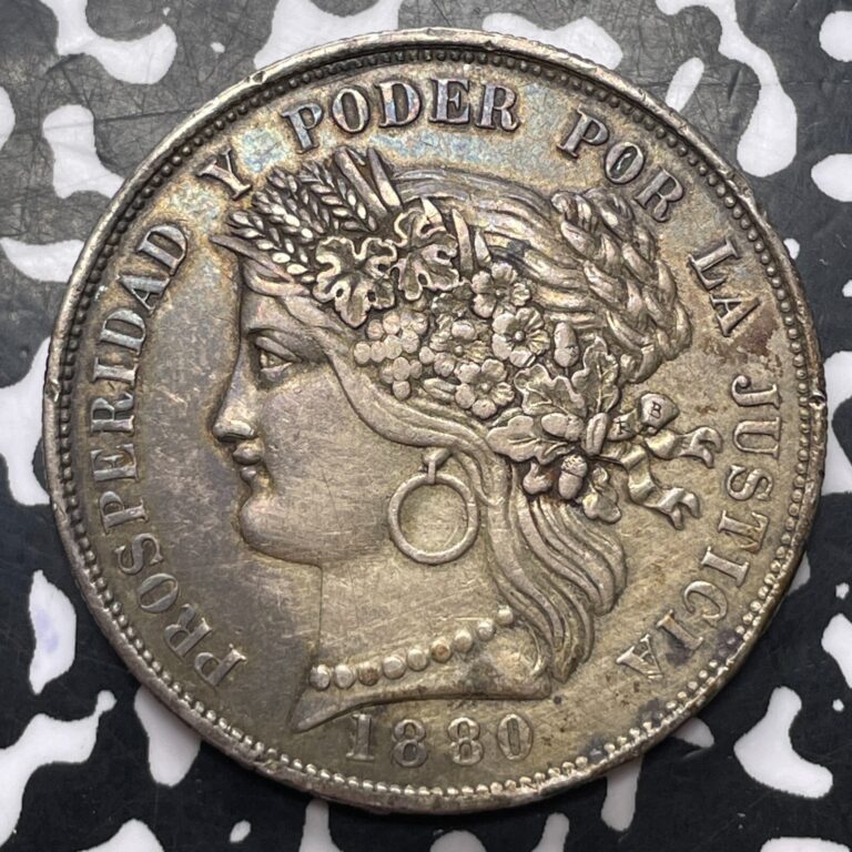 Read more about the article 1880-B Peru 5 Pesetas Lot#JM8984 Large Silver!