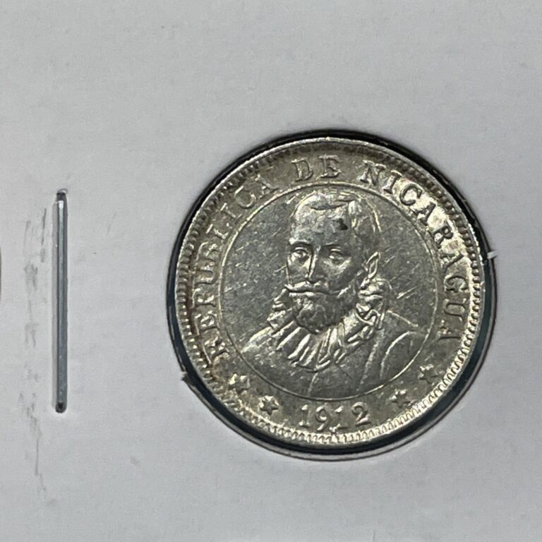 Read more about the article 1912 H Nicaragua 10 Centavos Silver Coin AU-BU Nice Luster