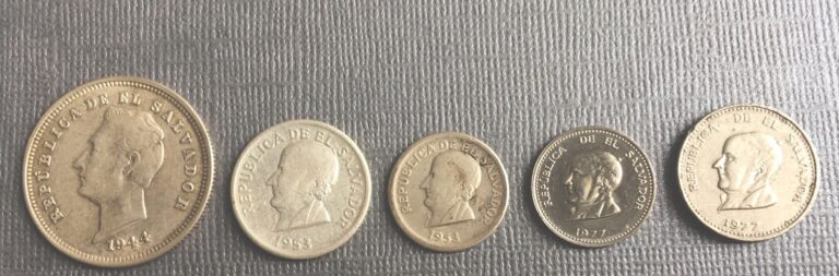 Read more about the article 1944/53/77 El Salvador Coins Silver and Niquel