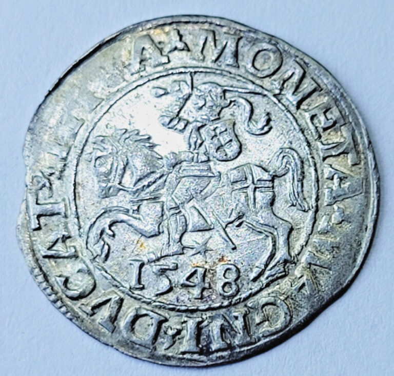 Read more about the article LITHUANIA / POLAND 1548 SILVER HALF GROSCHEN RIDER and EAGLE