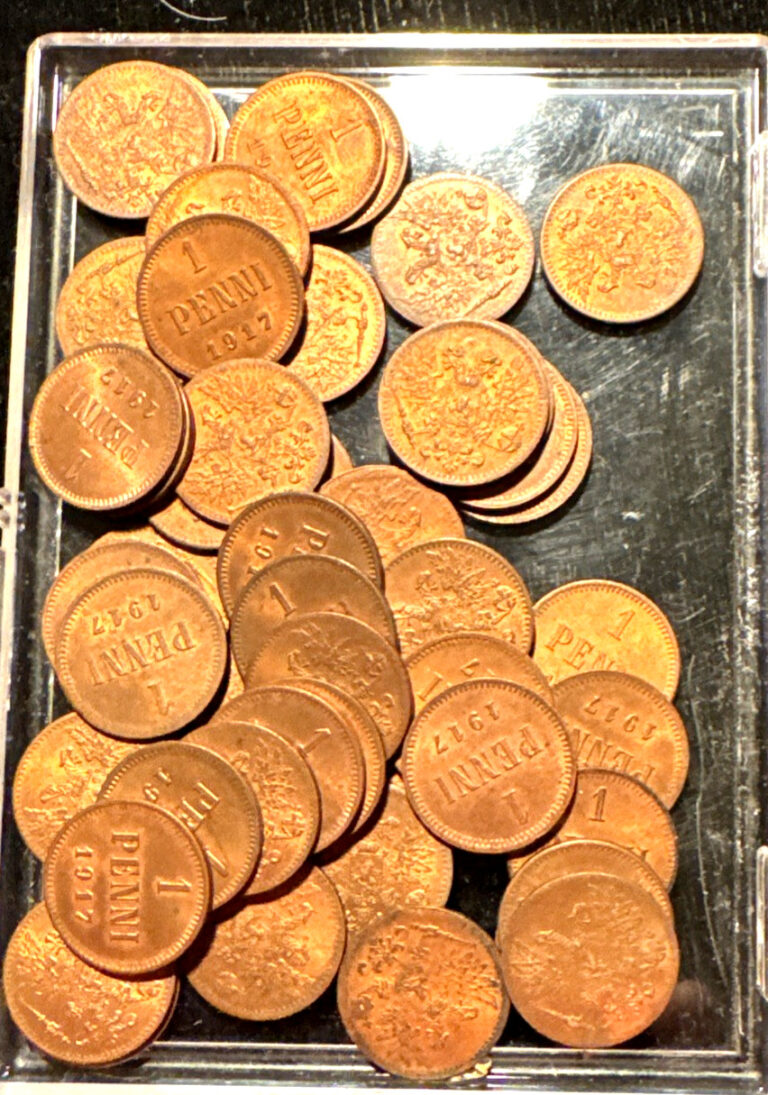 Read more about the article Finland ( group of 50 coins) 1917 one penni Kerenski government KM 16 Unc