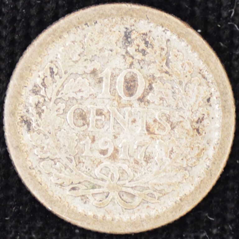 Read more about the article SILVER – 1917 Netherlands 10 Cents SILVER .640 .0288 oz. ASW
