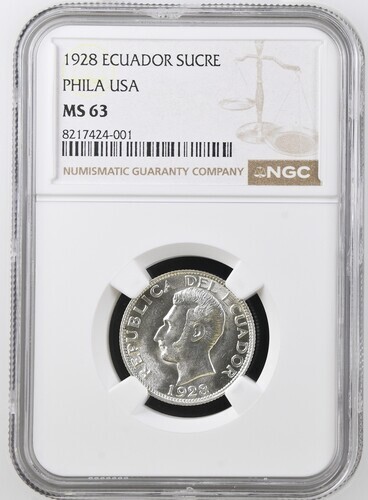 Read more about the article ECUADOR  1 SUCRE  1928  KM # 72  NGC MS 63.