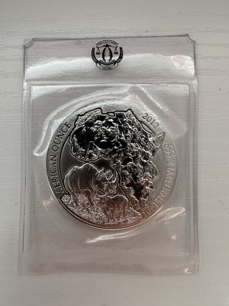 Read more about the article 2012 Rwanda Rhino 1 Oz .999 Silver Coin BU In Mint Sealed Pouch