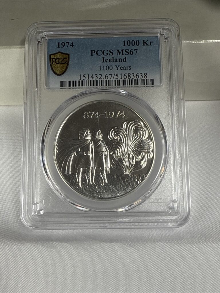 Read more about the article 1974 ICELAND SILVER 1000 KRONUR FIRST SETTLEMENT – PCGS MS 67