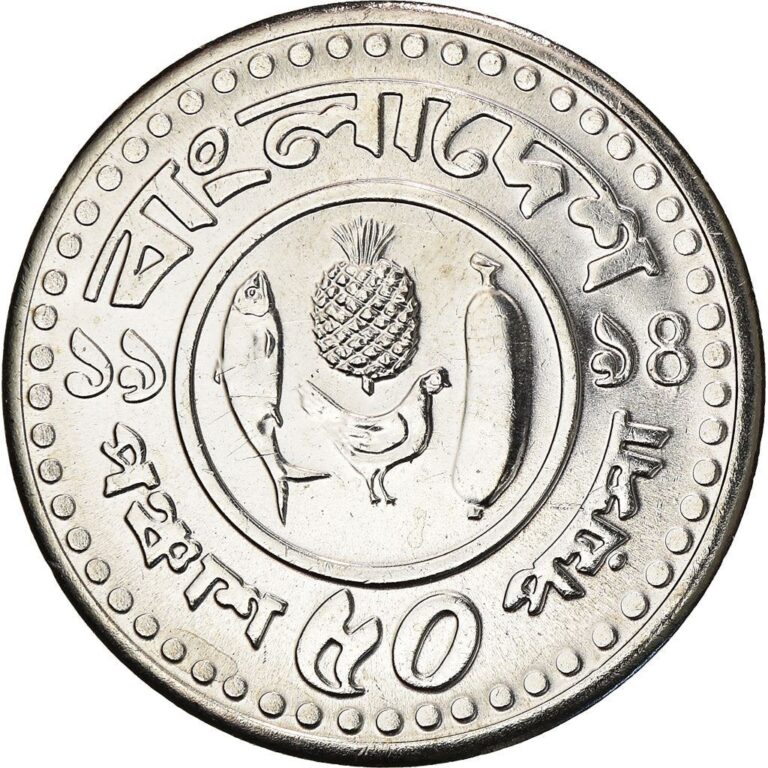 Read more about the article Bangladesh 50 Poisha Coin | FAO | Hilsa Fish | Pineapple | Banana | 1977 – 1994