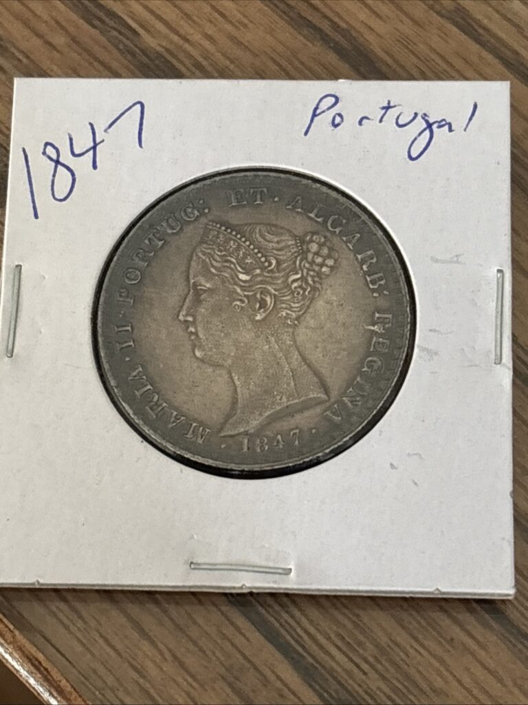 Read more about the article Portugal 1847 500 reis Queen Maria II. Nice Original Toning !!!!