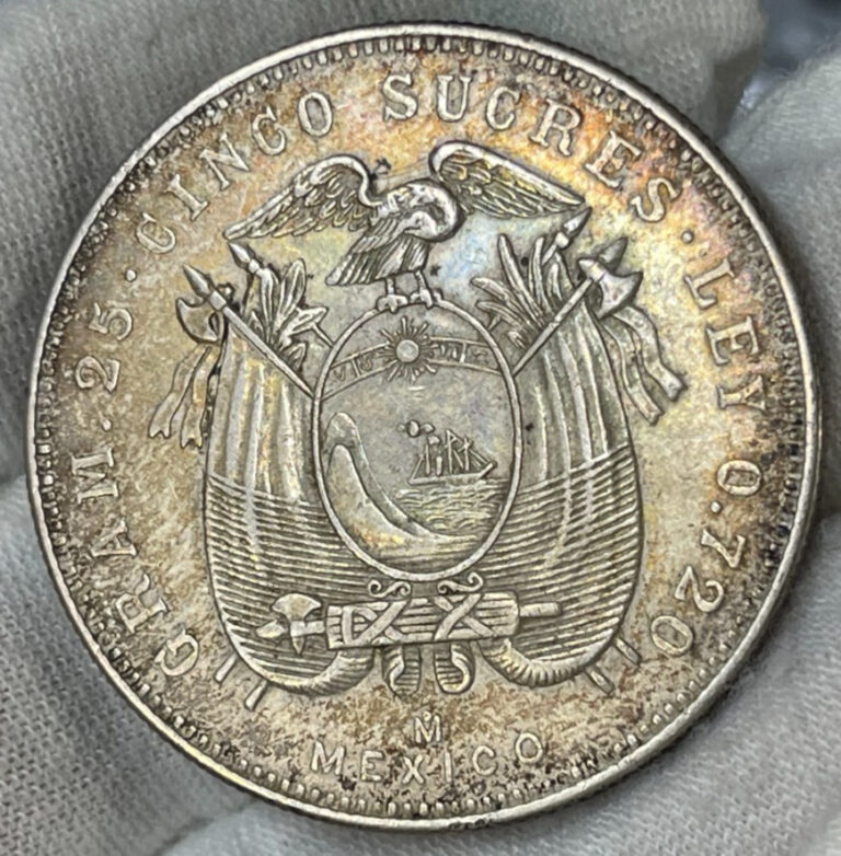 Read more about the article 1943 Ecuador 5 Sucres Silver Coin Colorful