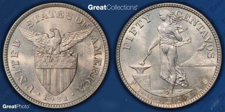 Read more about the article Philippines 1921 50 Centavos Silver ANACS AU58!!!