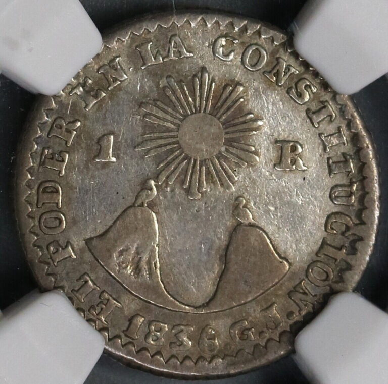 Read more about the article 1836 GJ NGC VF 25 Ecuador 1 Real Rare Quito Silver Coin POP 1/1 (19030902C)