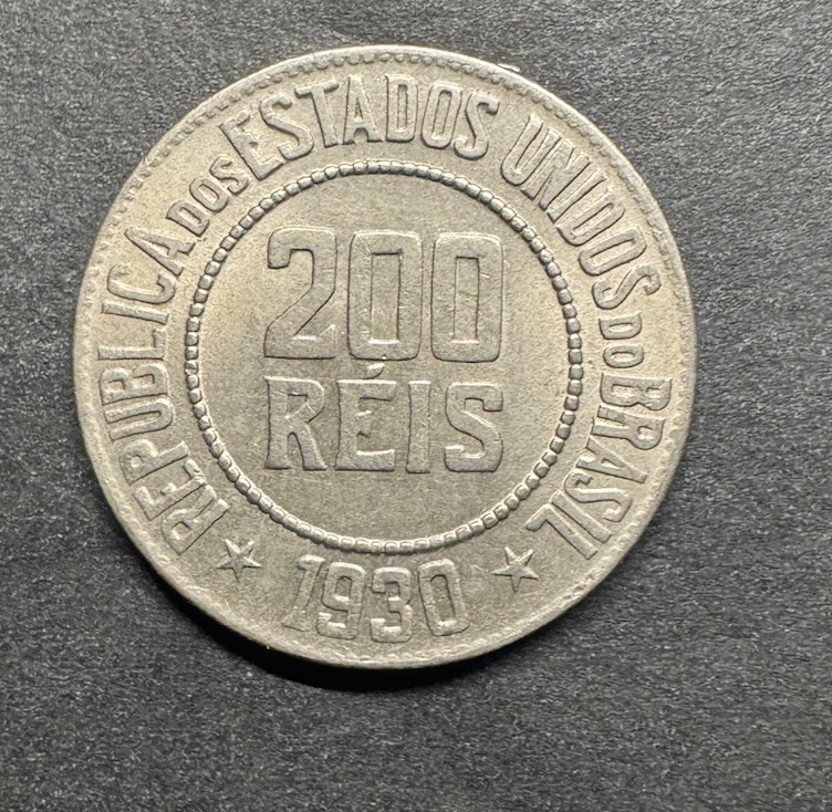 Read more about the article 1930 BRAZIL 200 REIS KM.#519 Beautiful AU Coin Lister World Foreign Brasil