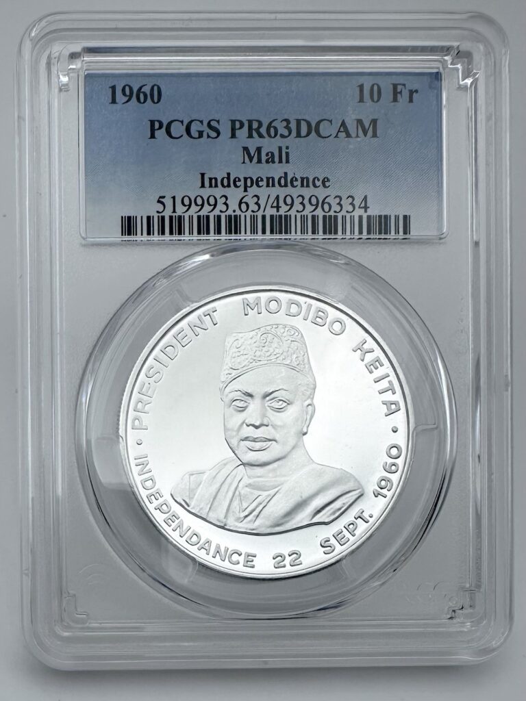 Read more about the article 1960 Mali 10 Francs Silver Proof Coin – Modibo Keita Independence KM# 1 – PCGS
