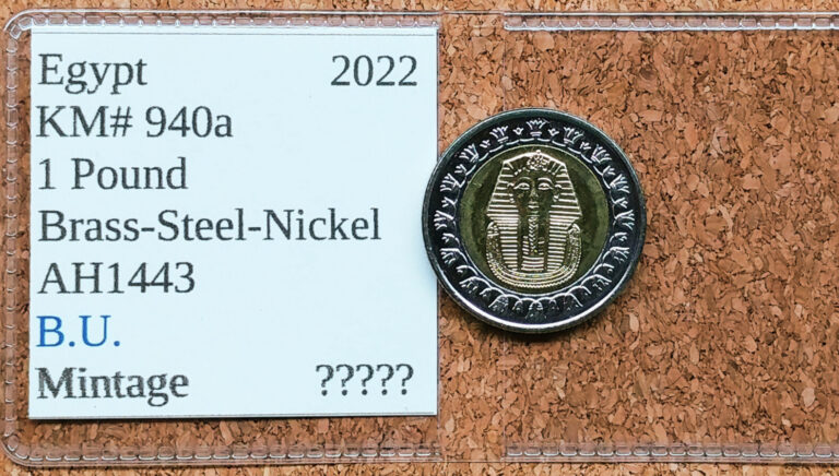 Read more about the article Nice Old Egypt B.U. 1 pound Coin 2022 Vintage King Tut Vintage World Foreign !!