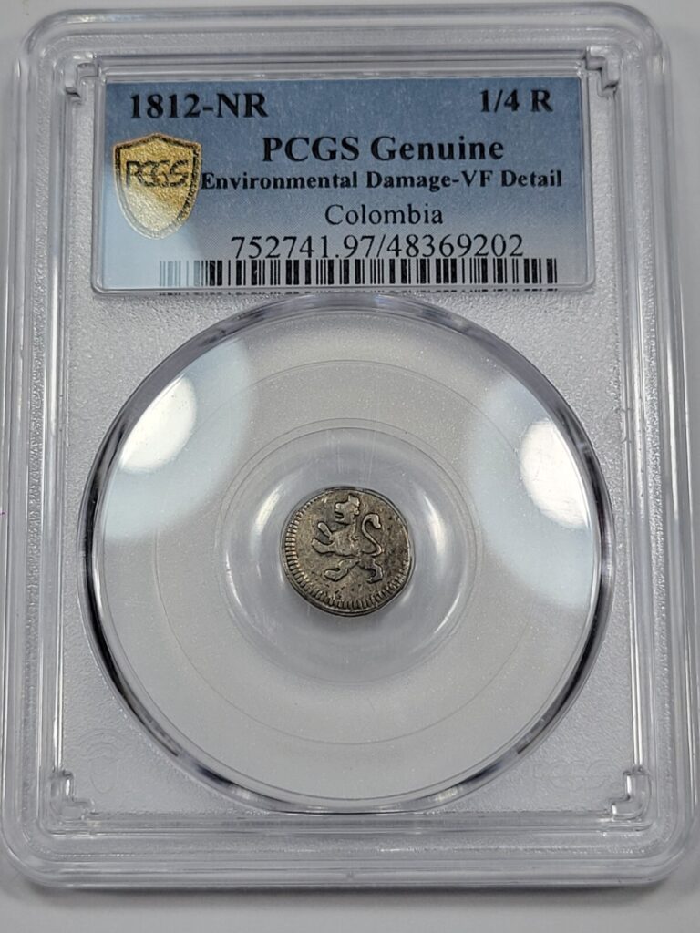Read more about the article 1812 COLOMBIA 1/4 Real Nuevo Reino PCGS VF NR Scarce Type Nice *J622