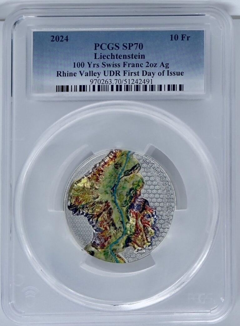 Read more about the article 2024 Liechtenstein Silver 2 Oz 100 Years of the Swiss Franc PCGS SP70 FDOI Rhine