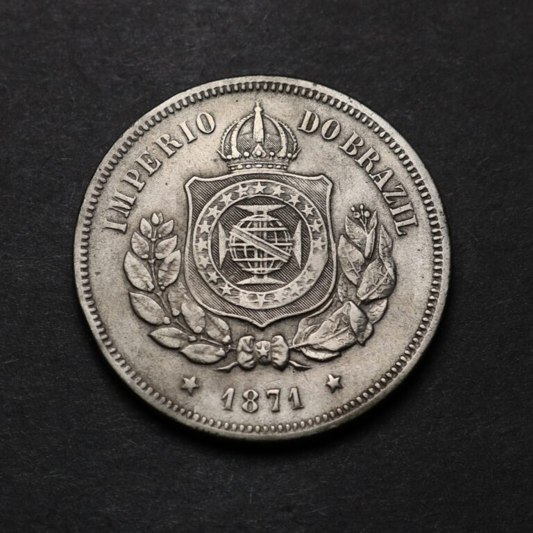 Read more about the article 1871 Brazil 100 Reis – Pedro II – Foreign World Coin KM# 477 -Minted in Brussels