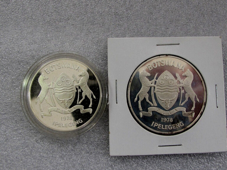 Read more about the article 1978 Botswana silver coin 5-10 Pula GEMSBOK and KLIPSPRINGER Proof