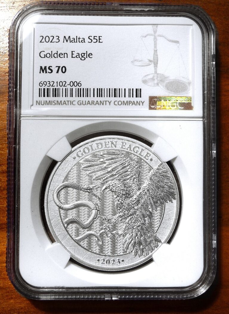Read more about the article 2023 Malta Silver 5 Euros Golden Eagle NGC MS70