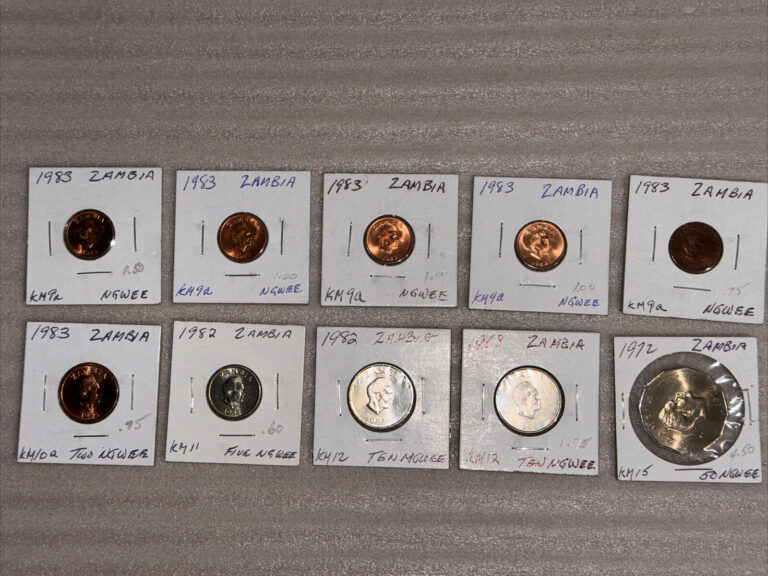 Read more about the article Zambia 10 Coins Lot 1  2  5  10  50 Ngwee  World Coins 1968 – 1983