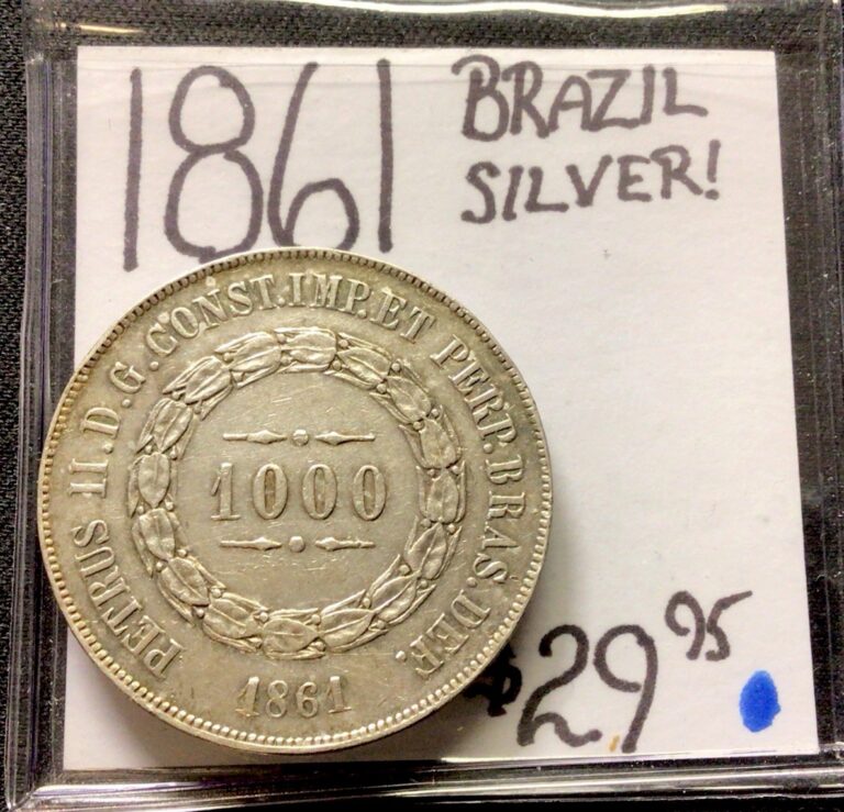 Read more about the article 1861 Brazil Silver 1000 Reis Coin! ENN Coins