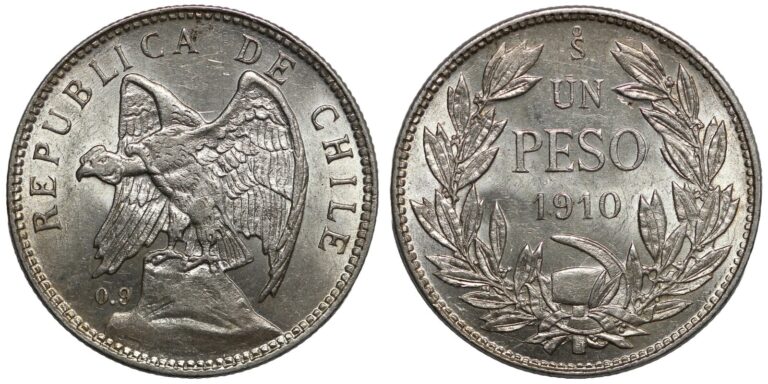 Read more about the article Chile 1910-So 1 Peso Santiago Mint KM# 152.3 World Silver Coin One-Year Type