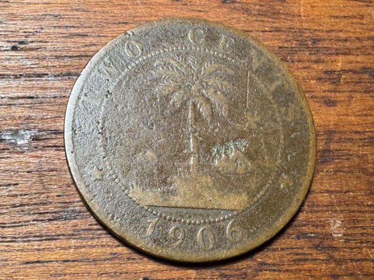 Read more about the article T2: Scarce 1906 Liberia 2 Cent Coin. Free Shipping in U S.