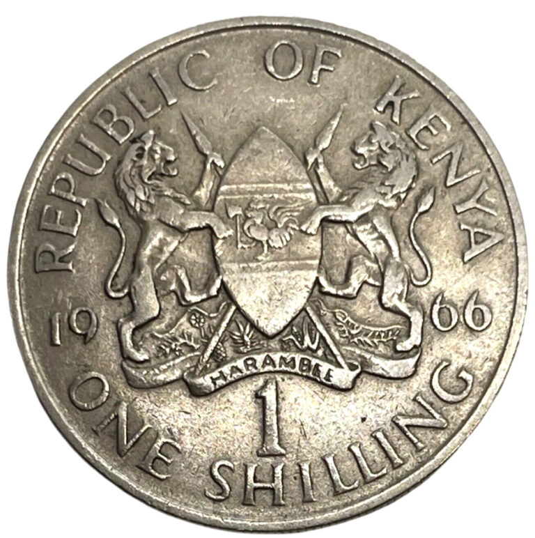 Read more about the article 1966 Kenya Africa Large 1 Shilling World Coin KM# 5 Lions C1-55