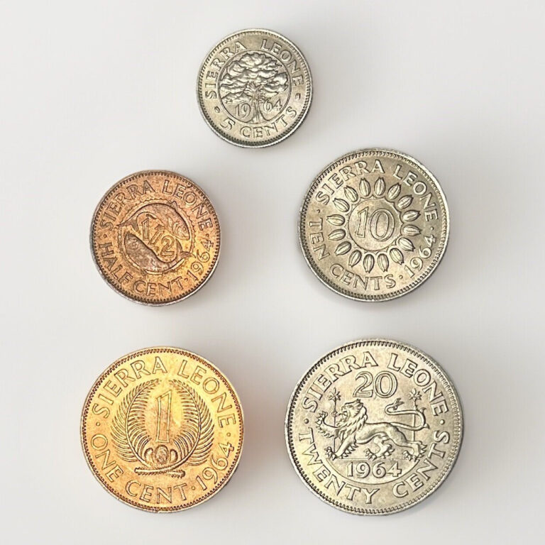 Read more about the article Sierra Leone Coin Lot 1964 Southwest Coast Africa 20 Cents 10 1/2 5 Money