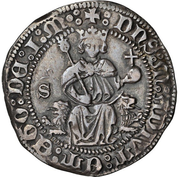 Read more about the article ITALY 1442-1458 AD Alfonso I D’Aragona 1 Carlino 1CAR SILVER Coin RARE  NGC XF45