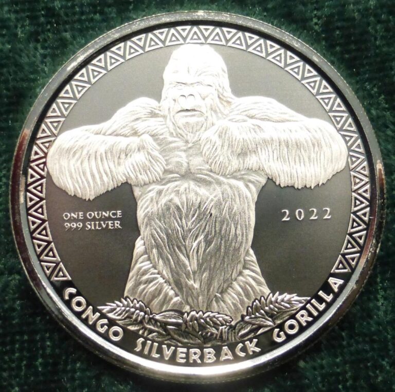 Read more about the article 2022 Congo Silverback Gorilla 1oz .999 Fine Silver  500 Francs CFA Coin