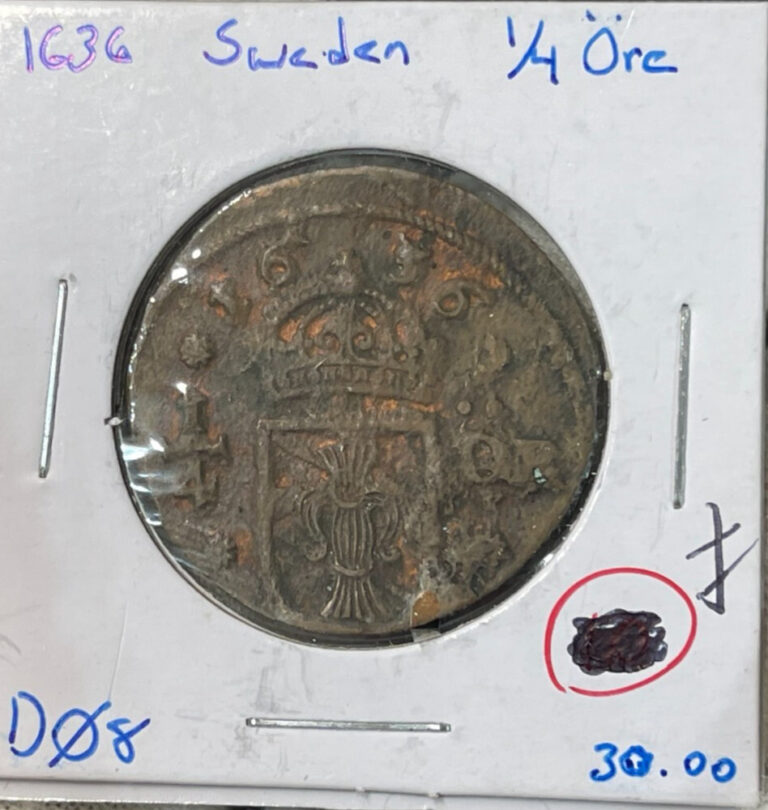 Read more about the article 1636 Sweden 1/4 Ore Coin High Value