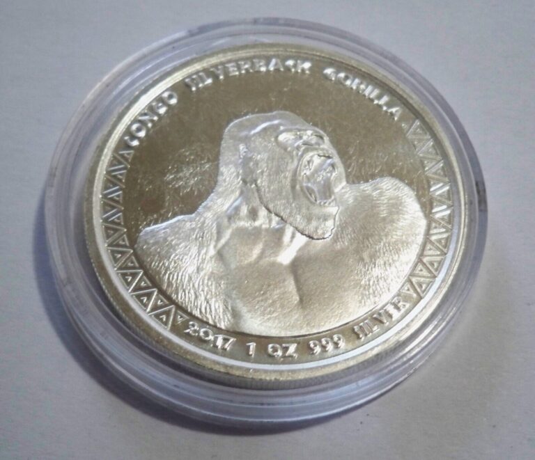 Read more about the article 2017 Republic of Congo Silverback Gorilla 1 oz .999 Pure Silver Coin BU Capsule
