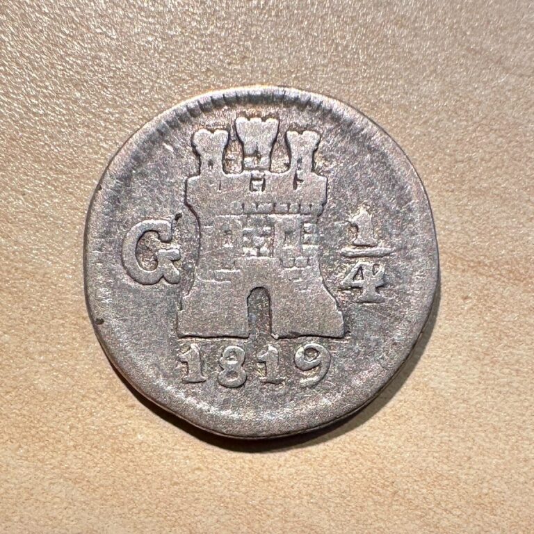 Read more about the article 1819 Guatemala 1/4 Real Cuartillo Silver Fernando Ferdinand VII Scarce