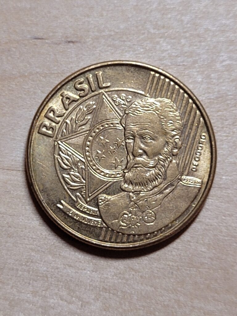 Read more about the article Brazil 25 centavos coin  2010. KM# 650  bronze-plated steel. Manuel Deodoro. AU.