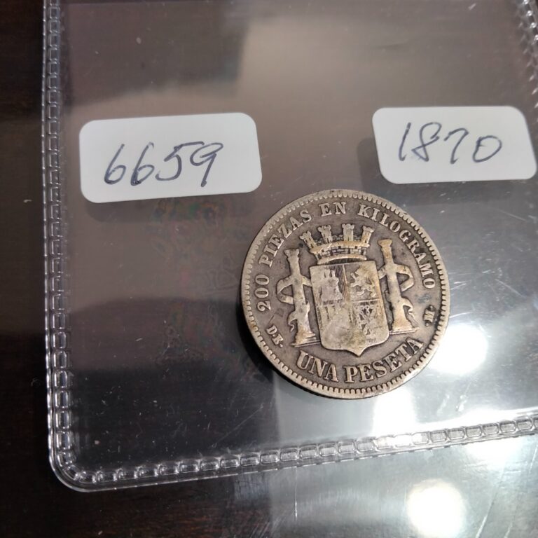 Read more about the article 1870 2 PESETAS SPANISH SILVER COIN