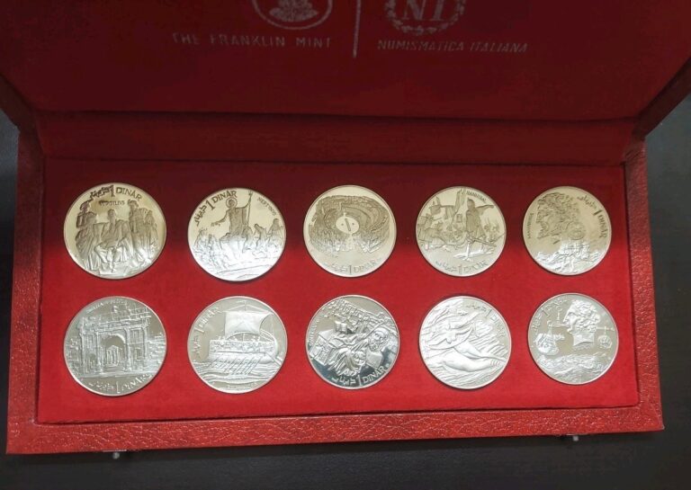 Read more about the article 1969 Franklin Mint Republic of Tunisia Sterling Silver 10 Coin Set Original BOX