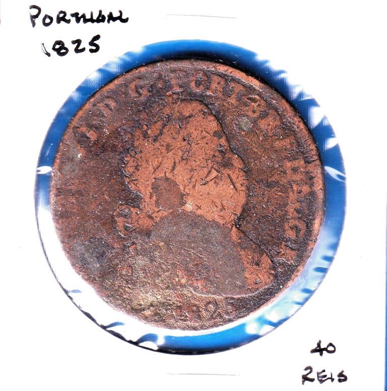 Read more about the article 1825 Portugal 40 Reis (KM-370) Bronze